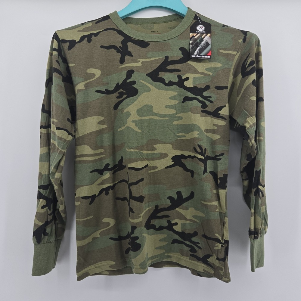 ROTHCO CAMO CAMOUFLAGE LONG SLEEVE‎ TACTICAL TEE T SHIRT Mens  Green  Size S NWT